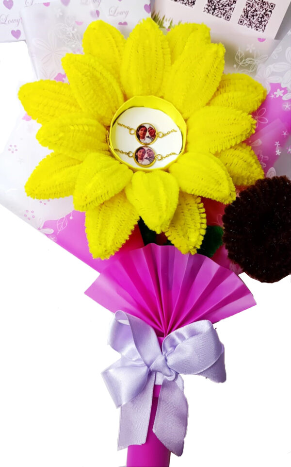 PULSERAS EN PAREJAS CON FOTOS Y ESTUCHE DE FLOR - Imagen 3