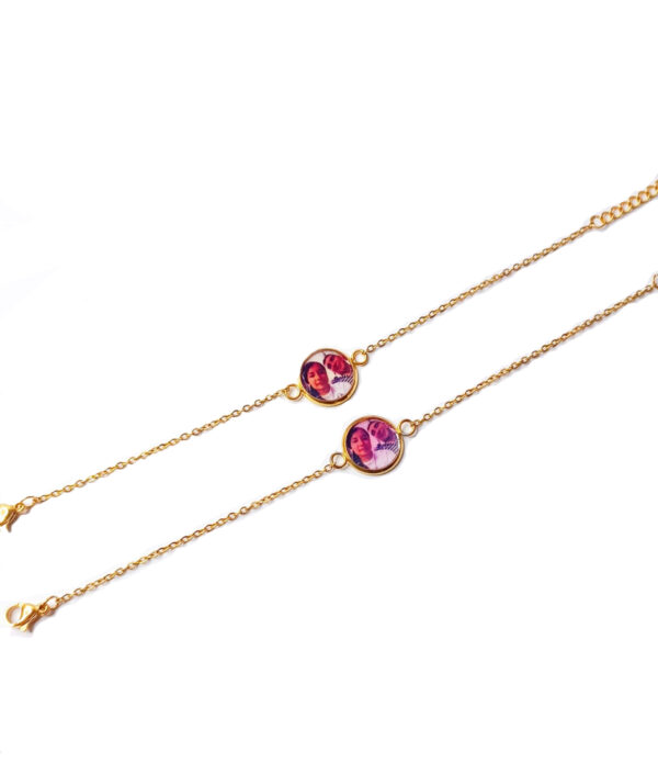 PULSERAS EN PAREJAS CON FOTOS Y ESTUCHE DE FLOR